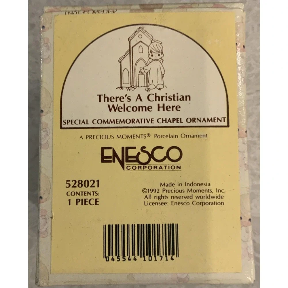 Precious Moments 1993 Church Figurine 'There's a Christian Welcome Here' Artwork
